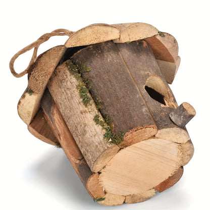 Charmant Hangend Houten Vogelhuisje – Decoratief Ambacht voor Buiten