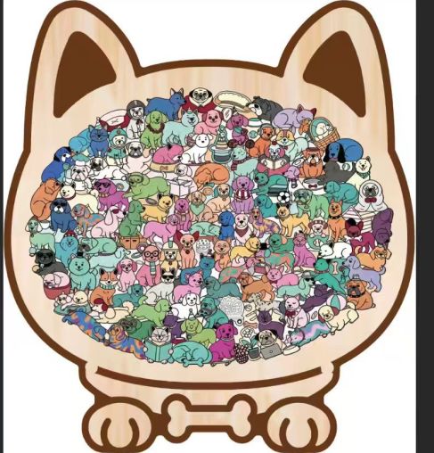 Houten Kattenpuzzel Met 135 Stukjes Voor Ontspanning En Decoratie