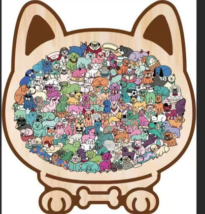 Houten Kattenpuzzel Met 135 Stukjes Voor Ontspanning En Decoratie