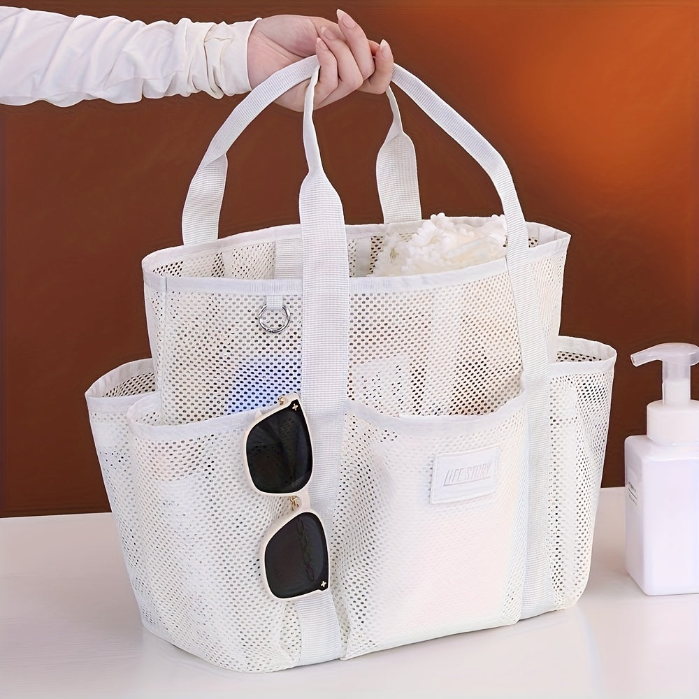 Mesh Beach Tote Bag met Meerdere Zijvakken