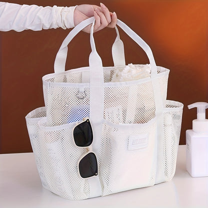 Mesh Beach Tote Bag met Meerdere Zijvakken
