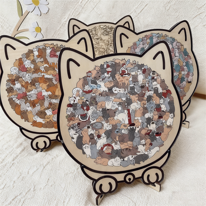 Houten Kattenpuzzel Met 135 Stukjes Voor Ontspanning En Decoratie