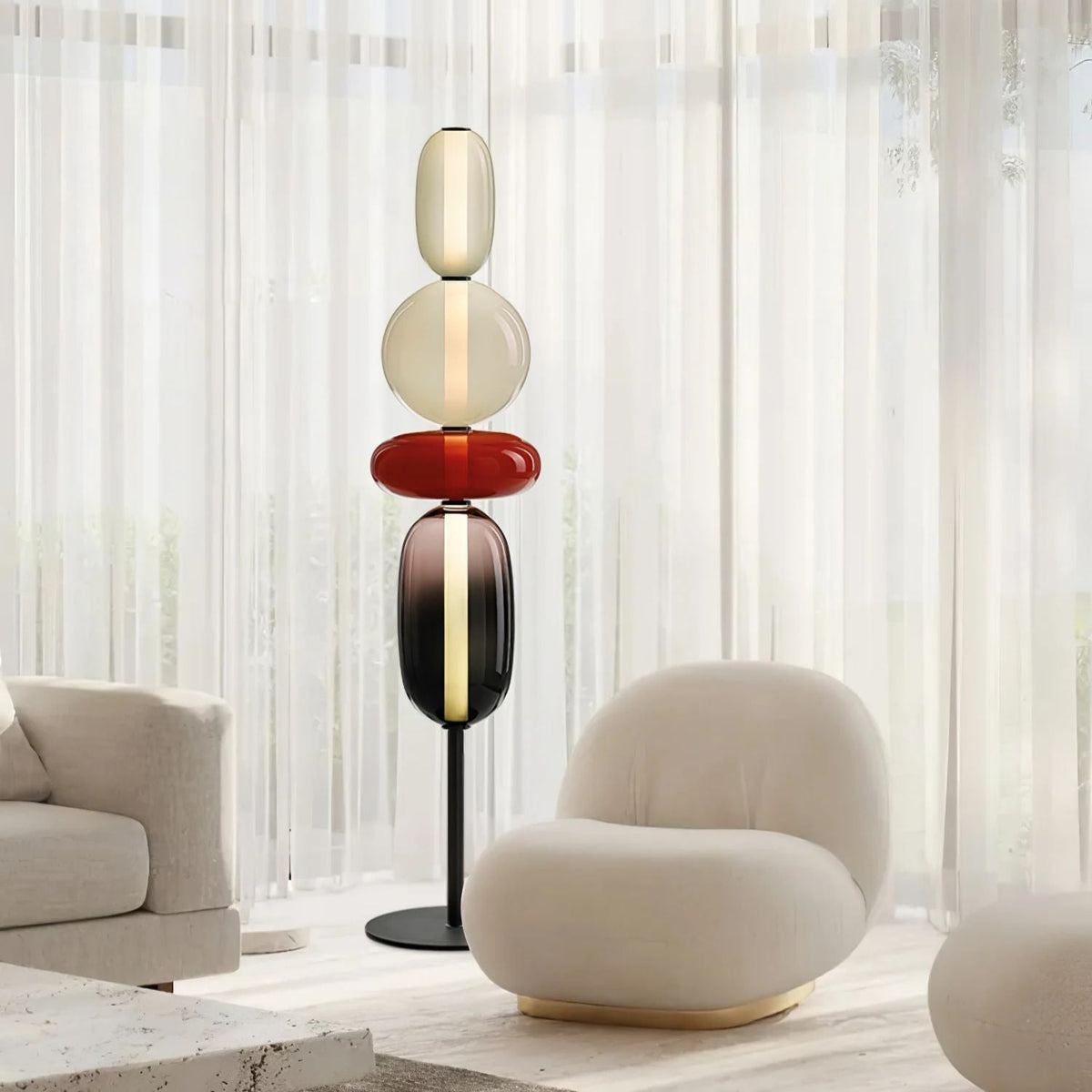 Artistieke Vloerlamp Met Gestapeld Glasdesign En LED-Verlichting