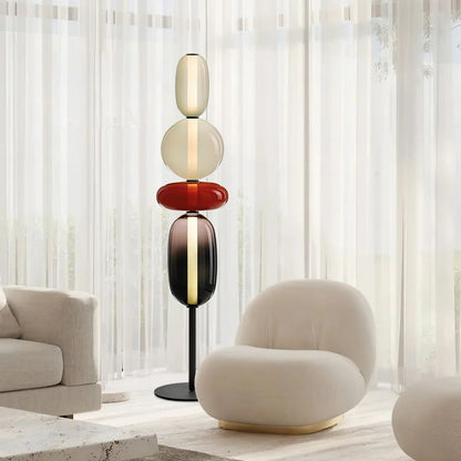 Artistieke Vloerlamp Met Gestapeld Glasdesign En LED-Verlichting