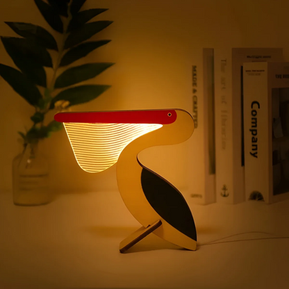 Houten Dierlamp Met Scandinavische Vorm En Warme LED Verlichting