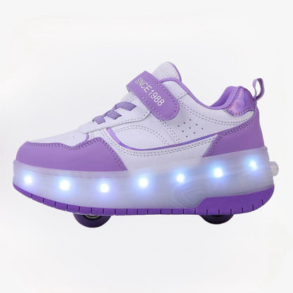 Kindersneakers Met LED Verlichting En Uitneembare Wieltjes