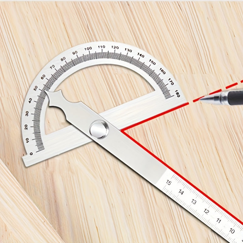 AnglePro Timmermanshoek – Roestvrijstalen Precisie Meetlint met Blauwe Accenten