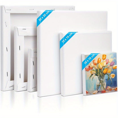 Schilderdoekset – 6 stuks voorgespannen canvas in 3 formaten voor acryl- en olieverfprojecten