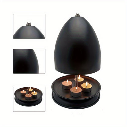HeatDome Theelichtoven – Zwarte Tafelradiator met Handwarmer & Kaarsenhouder