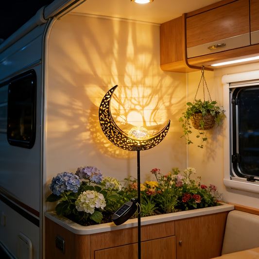 Maan Gebarsten Glazen Bol Licht – IP65 Metalen Zonneverlichting