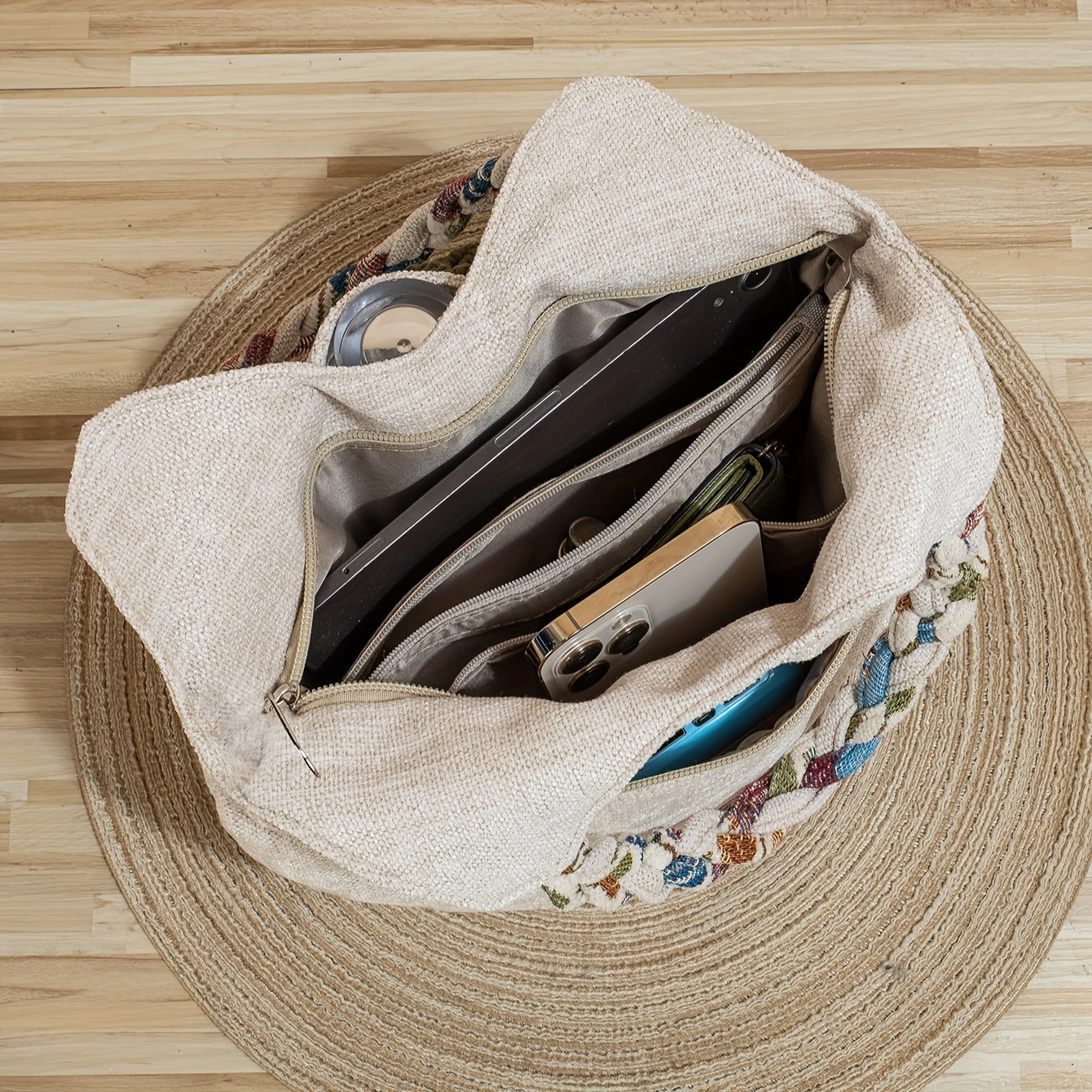 Boheemse Handgemaakte Handtas – Decoratieve Bloem Tote