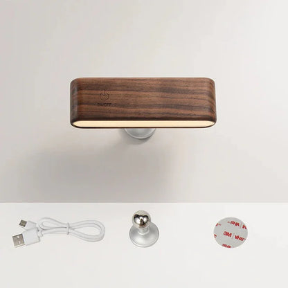 Draadloze LED Bureaulamp Van Massief Hout Met Magnetische Bevestiging