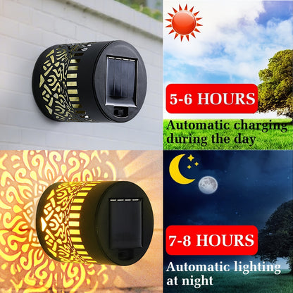 Solar Buitenlampen 2stuks voor Tuin & Hek – Metalen Design, Zonne-energie, Decoratieve Wandlampen