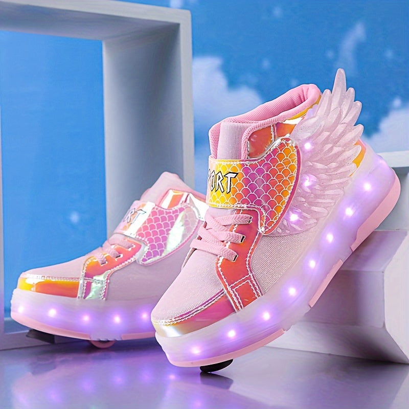 LED Rolschaats Sneakers Met Vleugeldetail En USB Oplaadbare Verlichting
