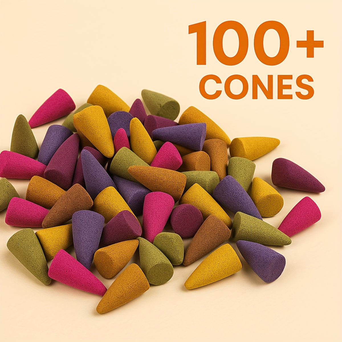 Wierookkegeltjes in IJzeren Kan – 100+ Stuks met 5 Geuren voor Yoga & Meditatie