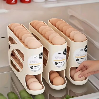 EggSlide Organizer – Stapelbare Automatische Eierhouder voor Koelkast en Keukenopslag