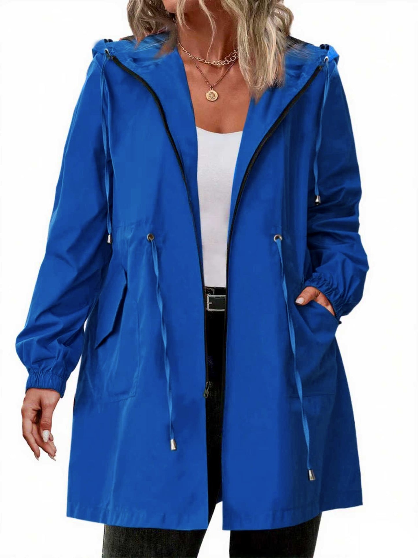 Plus Size Dames Regenjas met Capuchon en Ritssluiting