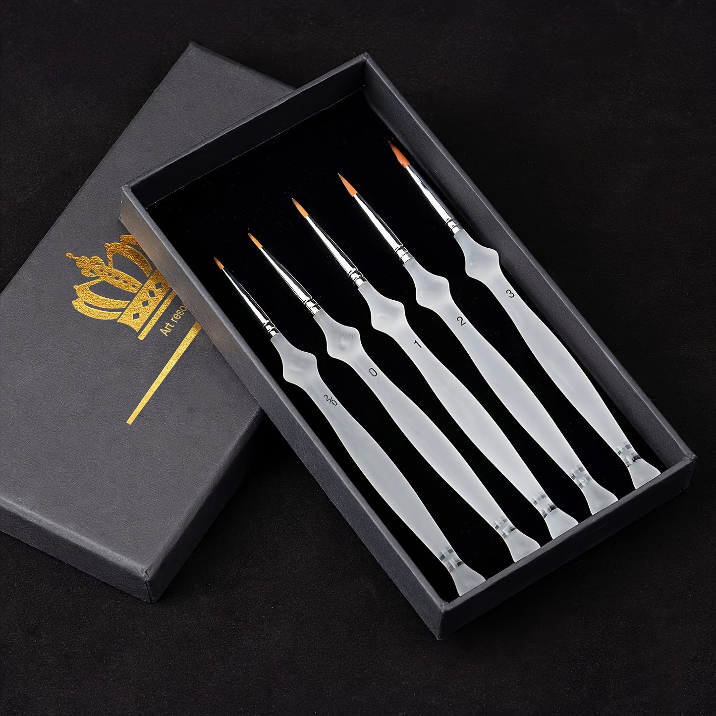 Micro detailpenselen – 5-delige set met korte steel voor aquarel, acryl en miniatuurschildering