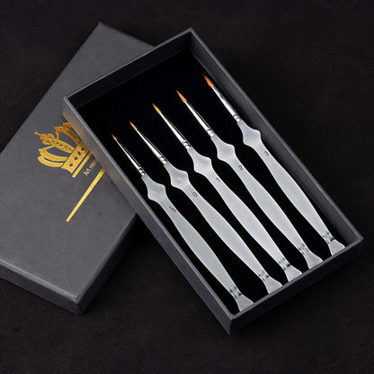 Micro detailpenselen – 5-delige set met korte steel voor aquarel, acryl en miniatuurschildering