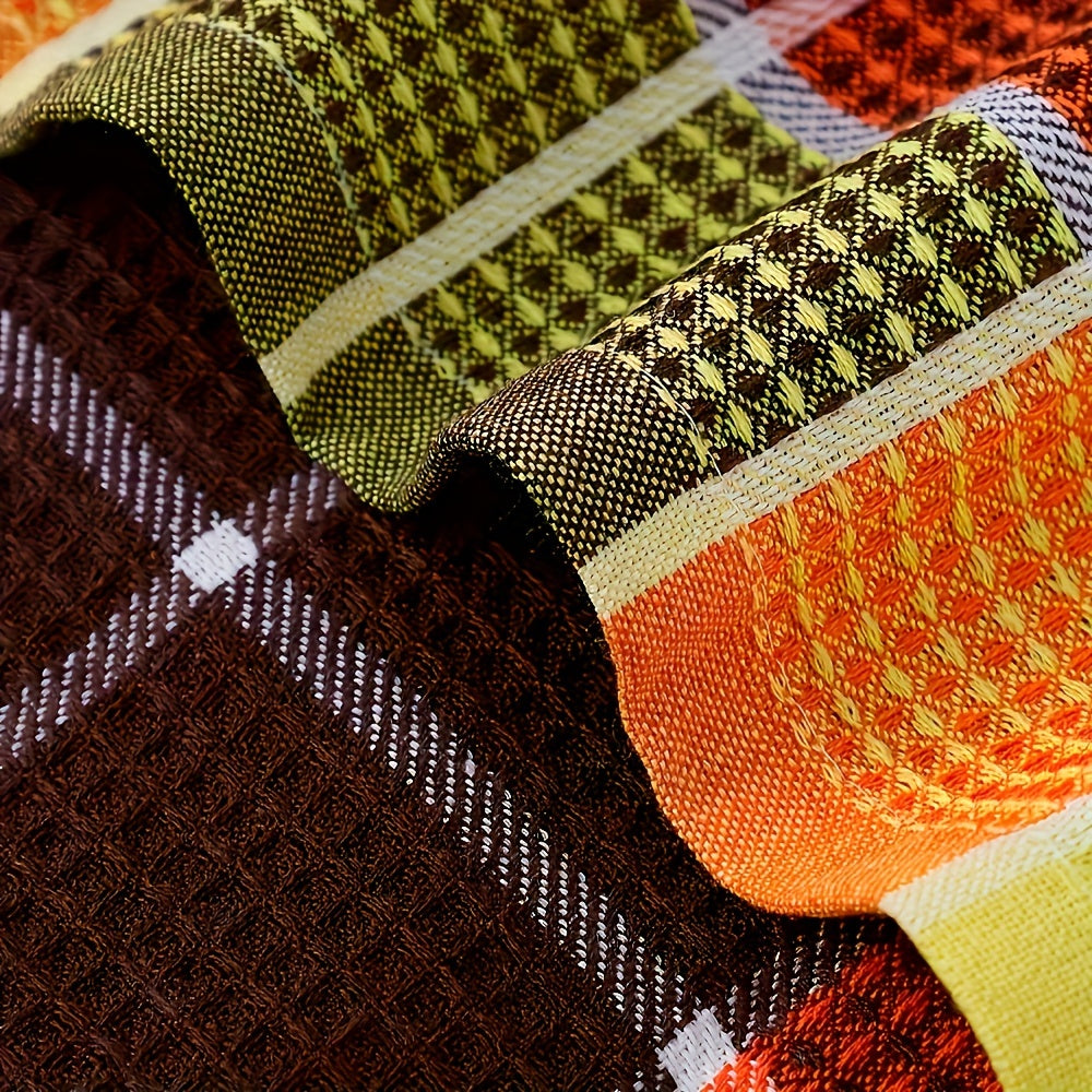 ColorGrid Wafeldoekenset – 8 Stuks Super Absorberende Katoenen Keukenhanddoeken met Geruit Patroon
