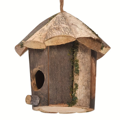 Charmant Hangend Houten Vogelhuisje – Decoratief Ambacht voor Buiten