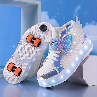LED Rolschaats Sneakers Met Vleugeldetail En USB Oplaadbare Verlichting