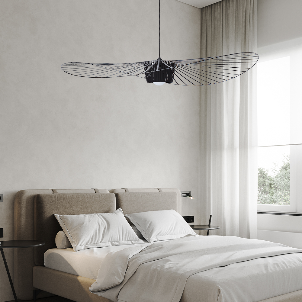 Scandinavische Hanglamp Met Strohoed Design En Open Draadframe