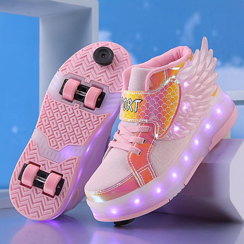 LED Rolschaats Sneakers Met Vleugeldetail En USB Oplaadbare Verlichting