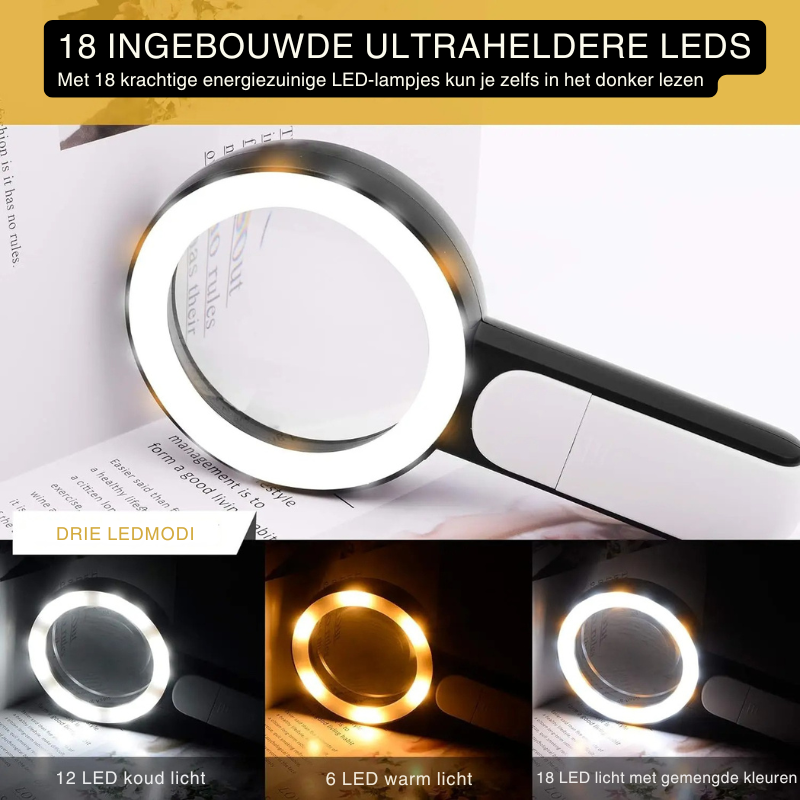 Vergrootglas met 30x Vergroting en 18 LED-Lampjes