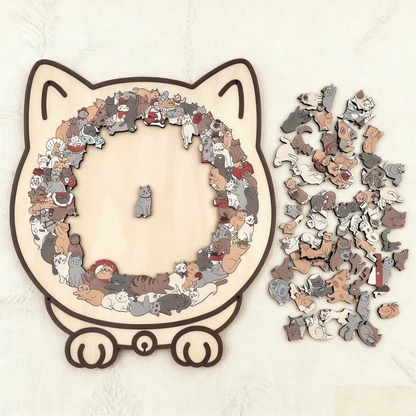 Houten Kattenpuzzel Met 135 Stukjes Voor Ontspanning En Decoratie