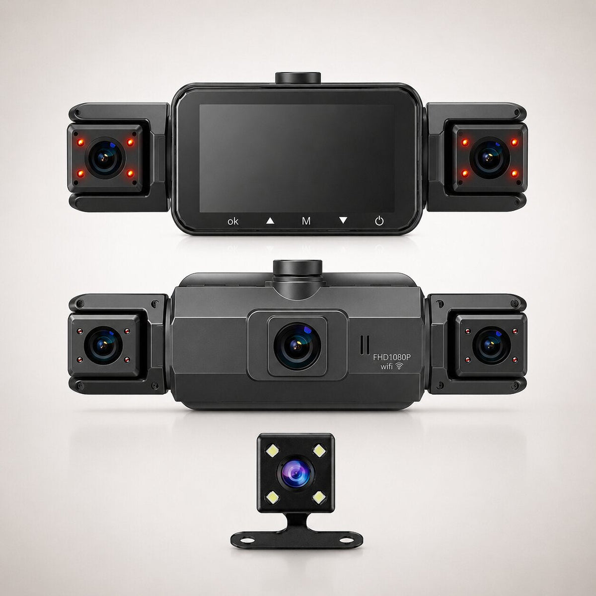 Vierkanaals Dashcamera met Nachtzicht en Parkbewaking voor Rondom Opnames