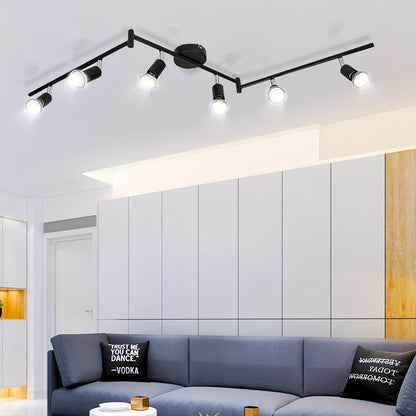 TrackBeam Zilveren Plafondspot – 6x6W GU10 LED Spotlamp voor Moderne Interieurs