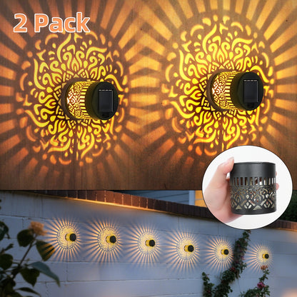 Solar Buitenlampen 2stuks voor Tuin & Hek – Metalen Design, Zonne-energie, Decoratieve Wandlampen