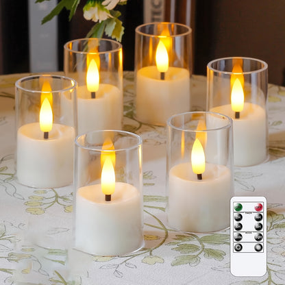Vlamloze LED-kaarsen – 6-pack acryl flikkerende kaarsen met afstandsbediening voor huisdecoratie en feestelijke sfeer