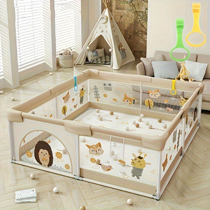 Veilige Speelbox Met Dierenillustraties Voor Baby's En Peuters