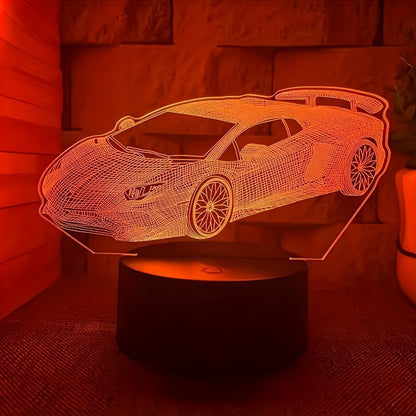 SpeedGlow 3D Auto Nachtlamp – 7-Kleur LED Tafellamp met Touchbediening