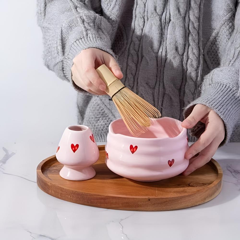 5-Delige Matcha Set Met Schenkkom En Traditionele Bereidingsaccessoires