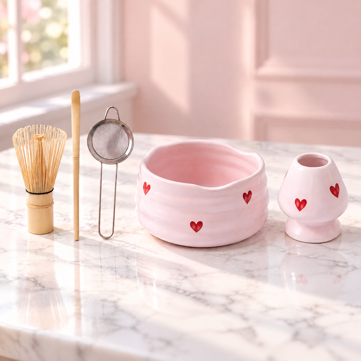 5-Delige Matcha Set Met Schenkkom En Traditionele Bereidingsaccessoires