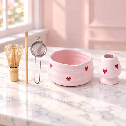 5-Delige Matcha Set Met Schenkkom En Traditionele Bereidingsaccessoires