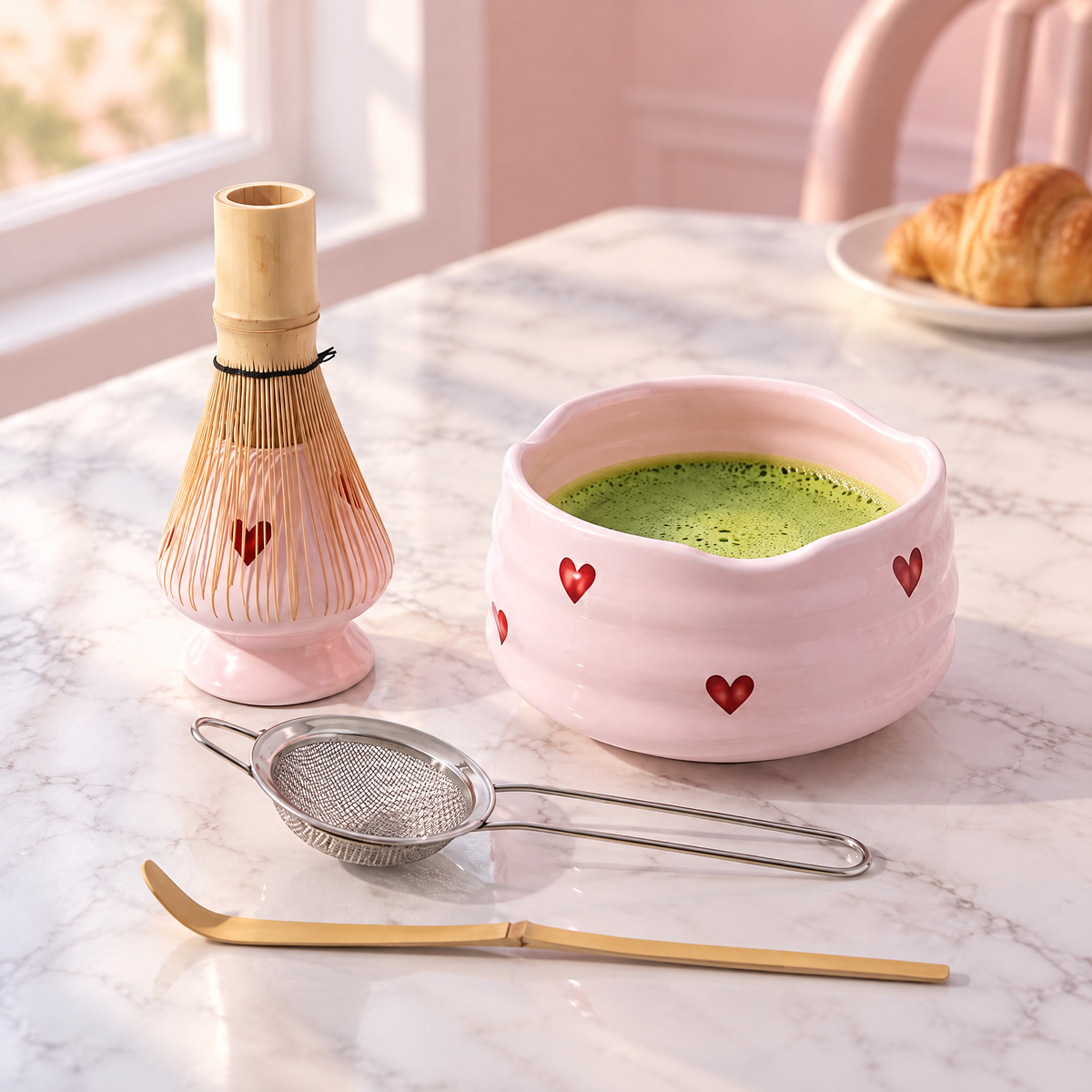 5-Delige Matcha Set Met Schenkkom En Traditionele Bereidingsaccessoires