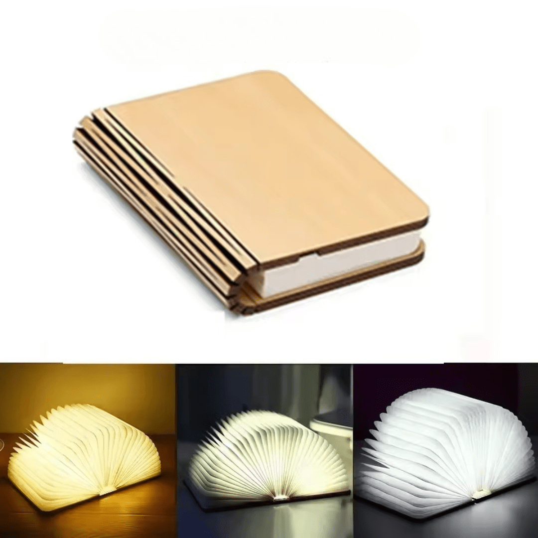 Opvouwbare Boeklamp Met Hout En Papier Voor Creatieve En Draagbare Sfeerverlichting
