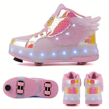 LED Rolschaats Sneakers Met Vleugeldetail En USB Oplaadbare Verlichting