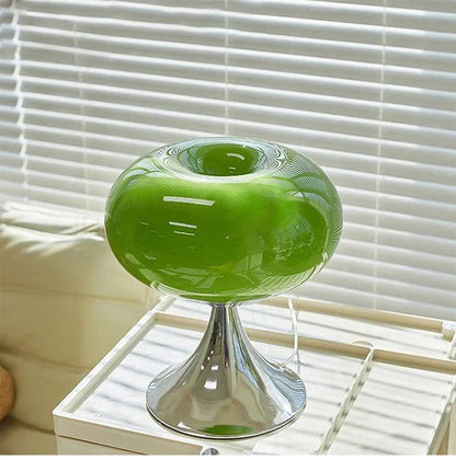 Vintage Appel Tafellamp van Glas in Bauhaus Stijl
