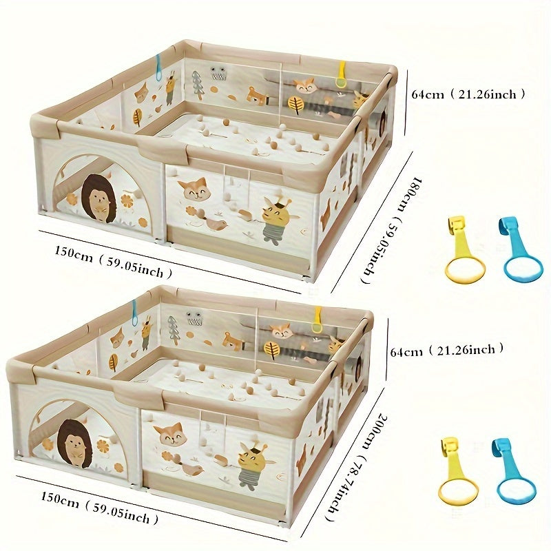 Veilige Speelbox Met Dierenillustraties Voor Baby's En Peuters