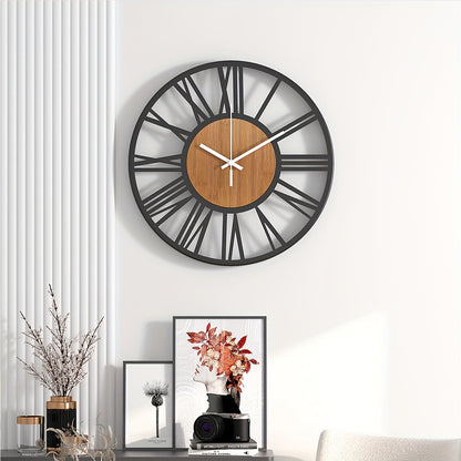 RustiTime Wandklok – Klassieke Romeinse Rust in Modern Metaal & Hout