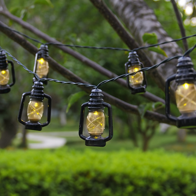 Op Zonne‑energie Werkend Vintage Olielamp‑Lichtsnoer met Campingverlichting‑functionaliteit voor Outdoor Sfeer