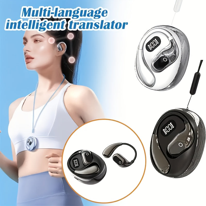 LinguaFit AI Vertaaloortjes – 2025 Draadloze Taalassistent met LED Display & HD Audio