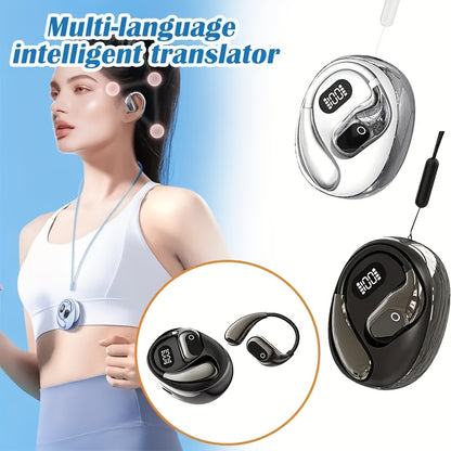 LinguaFit AI Vertaaloortjes – 2025 Draadloze Taalassistent met LED Display & HD Audio