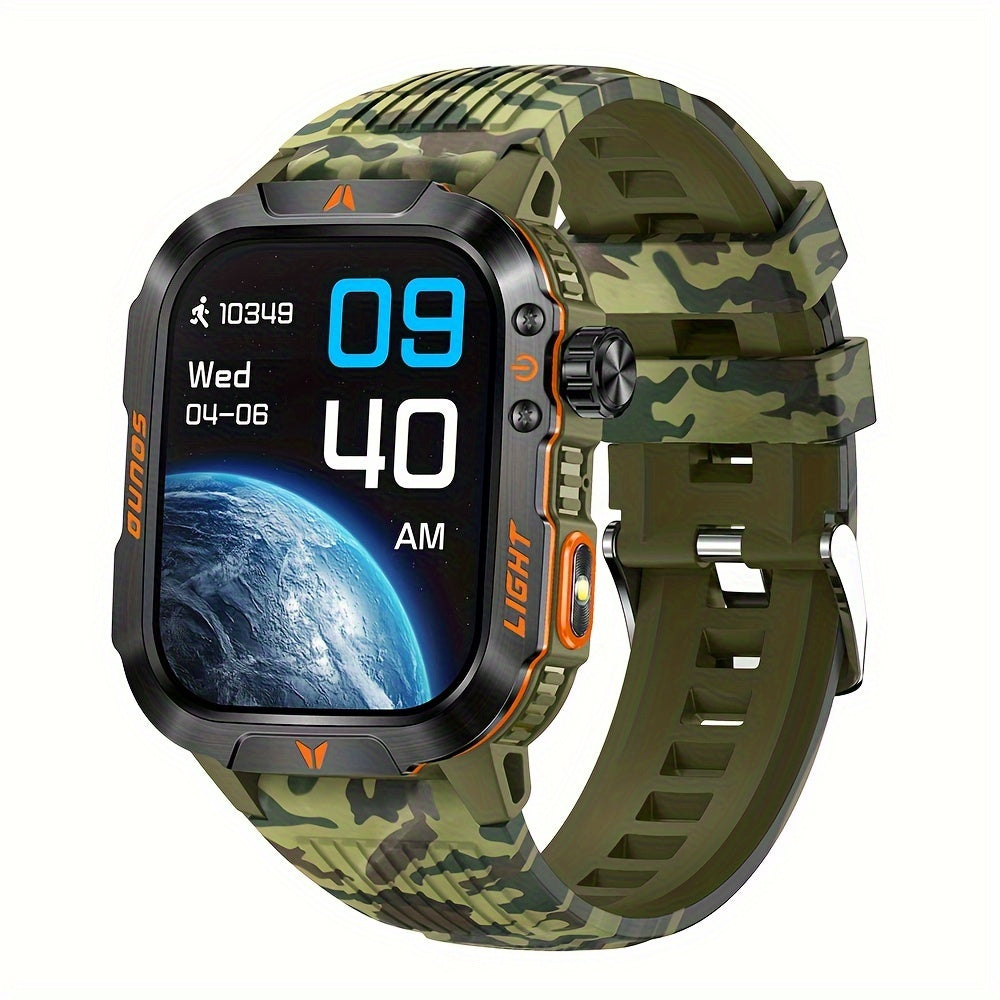 Outdoor Smartwatch met LED Zaklamp – Tactisch Sporthorloge met Hoogtemeter en Kompas