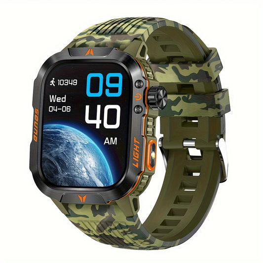 Outdoor Smartwatch met LED Zaklamp – Tactisch Sporthorloge met Hoogtemeter en Kompas